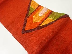 手織り紬抽象模様織出し名古屋帯